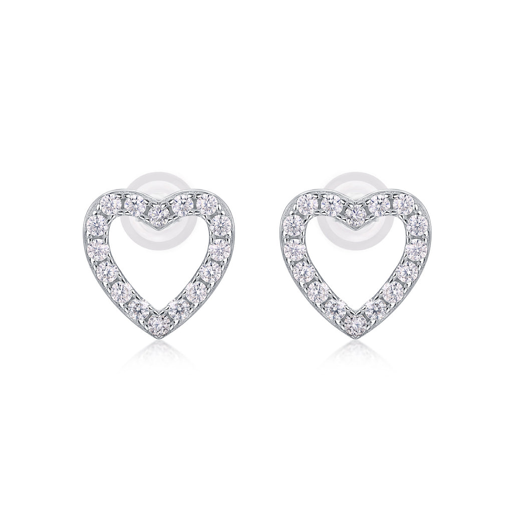 From The Heart - Fashionable, Trendy And Affordable Jewelry With Moissanite S925 Sterling Silver And Platinum-plated Stud Earrings